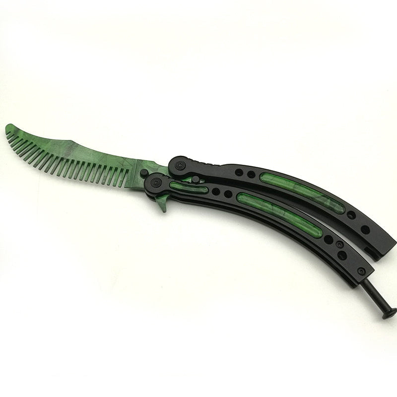 Curved Butterfly Knife Trainer Comb / Green - Winged Edge - Winged Edge
